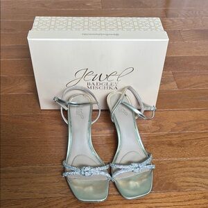 Jewel by Badgley Mischka Women's Maci Kitten Heel Ankle Strap Sandal Gold